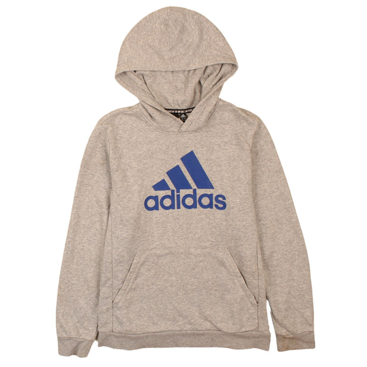 Adidas Boys Grey Pullover Hoodie 13-14 Years Logo Print Sportswear