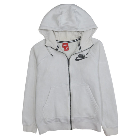 Nike Boys White Full Zip Hoodie Size S Cotton Blend Lined Sweatshirt