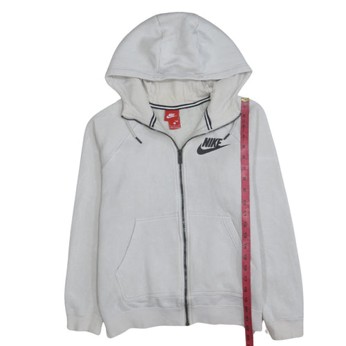 Nike Boys White Full Zip Hoodie Size S Cotton Blend Lined Sweatshirt