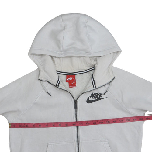 Nike Boys White Full Zip Hoodie Size S Cotton Blend Lined Sweatshirt