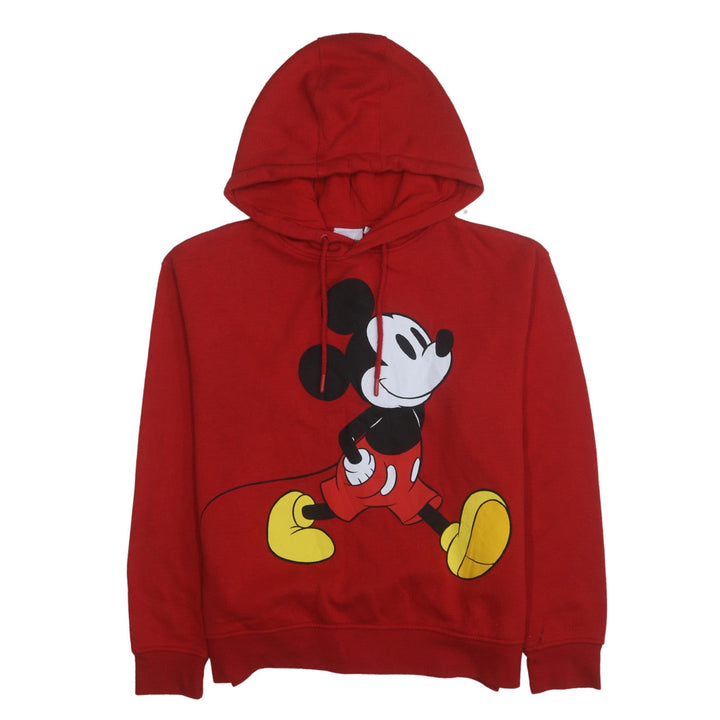 Disney Women's Red Mickey Mouse Hooded Pullover Sweatshirt Size S