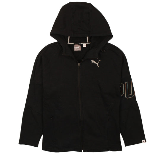 Puma Womens Black Full Zip Hoodie XS UK 8 Logo Hooded Sweatshirt