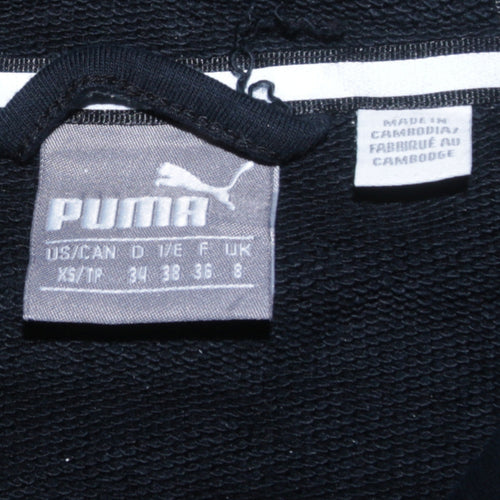 Puma Womens Black Full Zip Hoodie XS UK 8 Logo Hooded Sweatshirt
