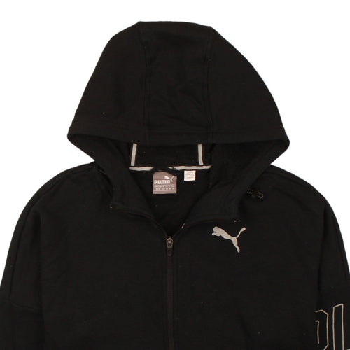 Puma Womens Black Full Zip Hoodie XS UK 8 Logo Hooded Sweatshirt