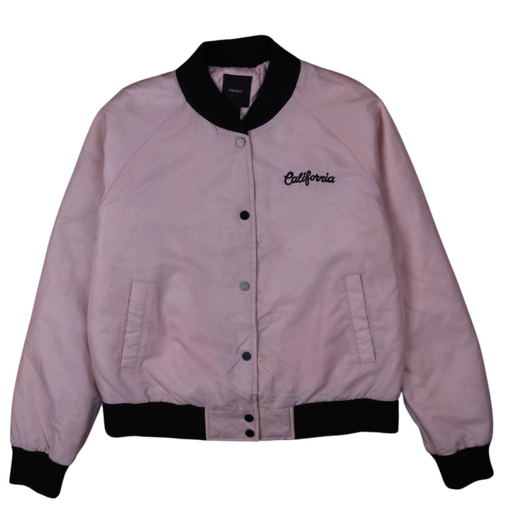 Forever 21 Womens Pink California Varsity Jacket Size L