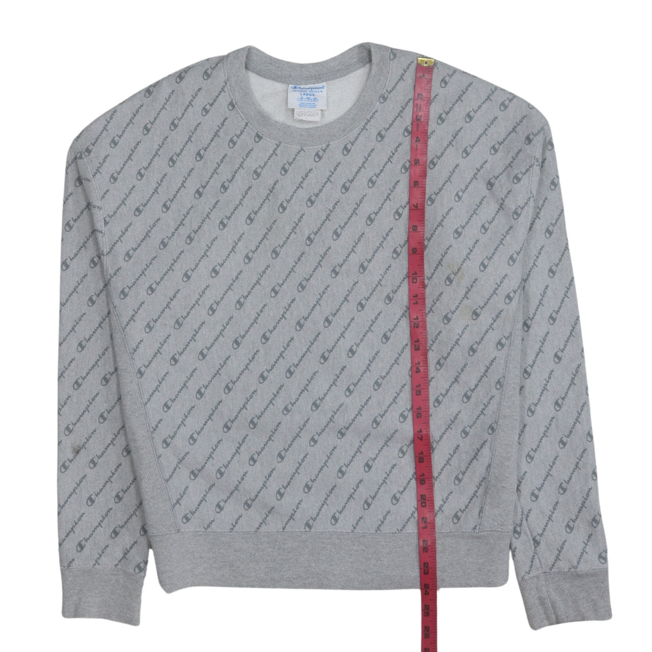 Champion Men's Grey Reverse Weave Logo Pullover Sweatshirt Size L
