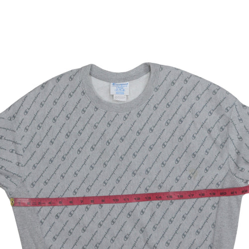 Champion Men's Grey Reverse Weave Logo Pullover Sweatshirt Size L