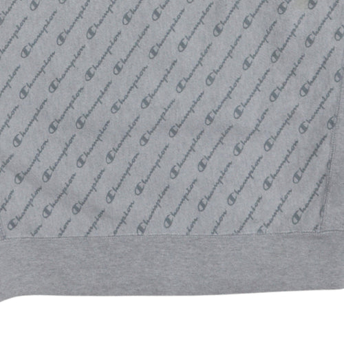 Champion Men's Grey Reverse Weave Logo Pullover Sweatshirt Size L