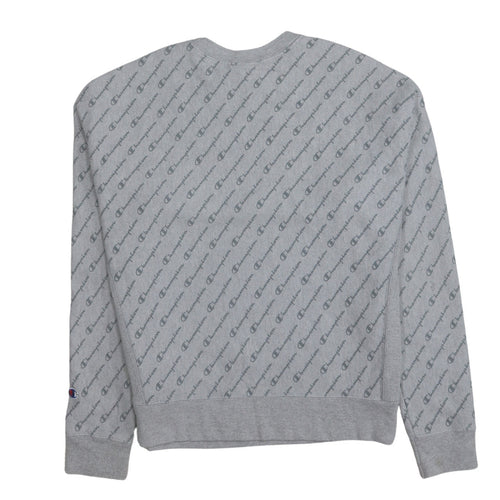 Champion Men's Grey Reverse Weave Logo Pullover Sweatshirt Size L