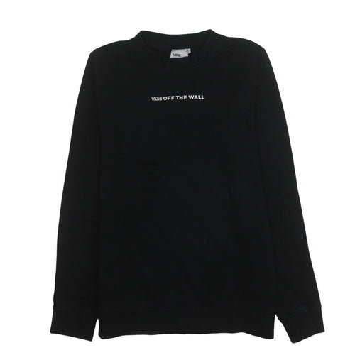 Vans Womens Black Small Pullover Sweatshirt Off The Wall Logo