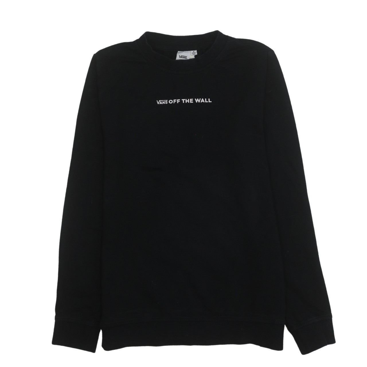 Vans Womens Black Small Pullover Sweatshirt Off The Wall Logo
