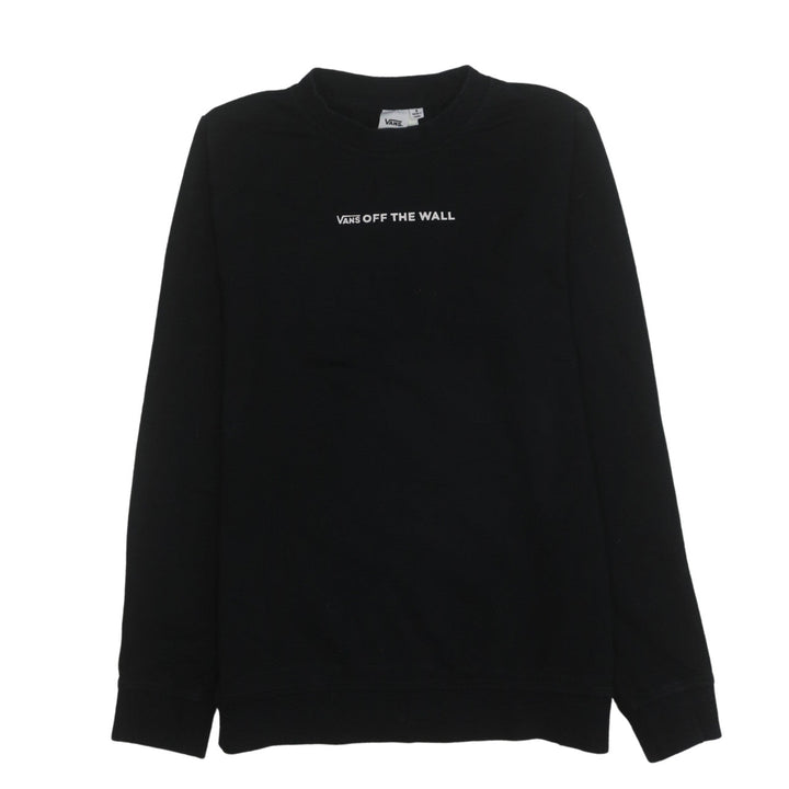 Vans Womens Black Small Pullover Sweatshirt Off The Wall Logo