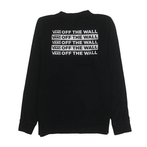 Vans Womens Black Small Pullover Sweatshirt Off The Wall Logo