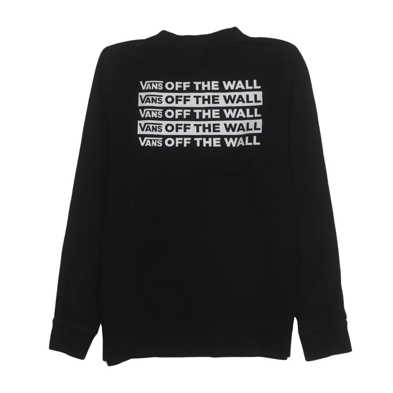 Vans Womens Black Small Pullover Sweatshirt Off The Wall Logo