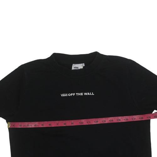 Vans Womens Black Small Pullover Sweatshirt Off The Wall Logo