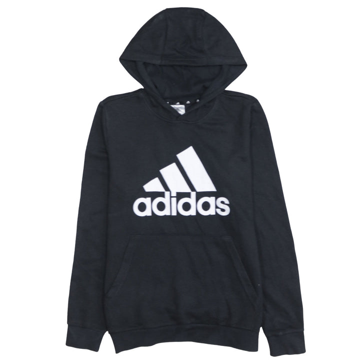 Adidas Boys Black Pullover Hoodie 13-14 Years Cotton Blend Logo Print