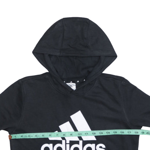 Adidas Boys Black Pullover Hoodie 13-14 Years Cotton Blend Logo Print