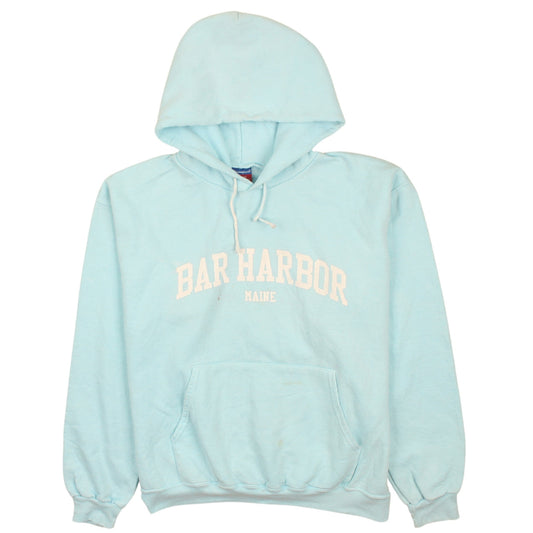 Champion Men's Blue Pullover Hoodie L Bar Harbor Maine Graphic