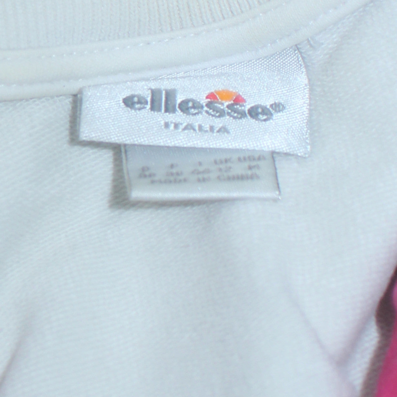 Ellesse Womens Pink White Bomber Jacket M Full Zip Retro Sports Style