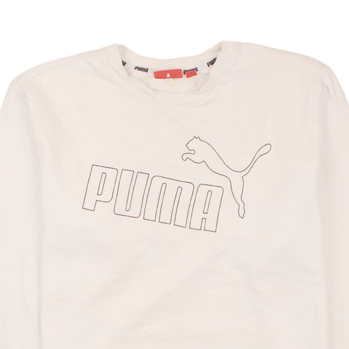 Puma Women Ivory Crew Neck Pullover Sweatshirt Size 16