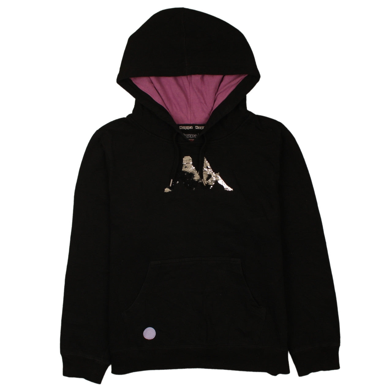 Kappa Womens Black XL Sequin Logo Pullover Hoodie
