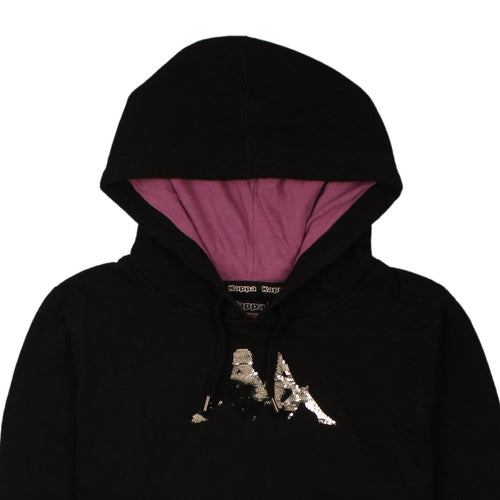 Kappa Womens Black XL Sequin Logo Pullover Hoodie