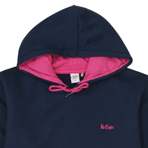 Lee Cooper Women Navy Pink Pullover Hoodie Size 16 Cotton Blend