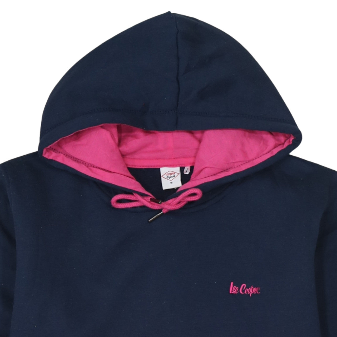 Lee Cooper Women Navy Pink Pullover Hoodie Size 16 Cotton Blend