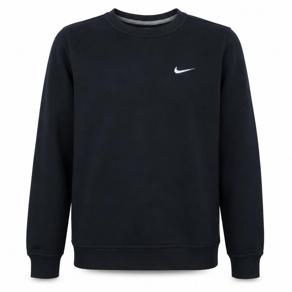Front view of Nike Men's Black Small Crew Neck Pullover Sweatshirt