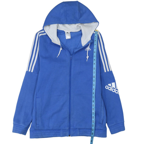 Adidas Men's Blue Full Zip Hoodie Size L Sports Fleece Jacket