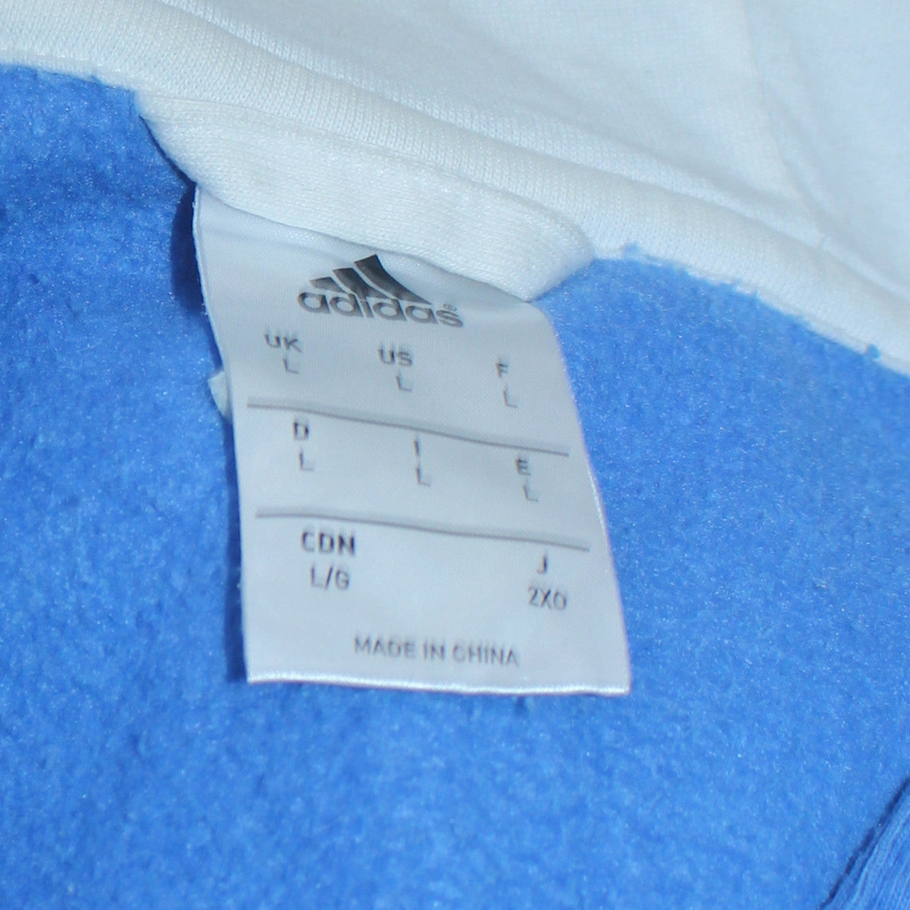 Adidas Men's Blue Full Zip Hoodie Size L Sports Fleece Jacket
