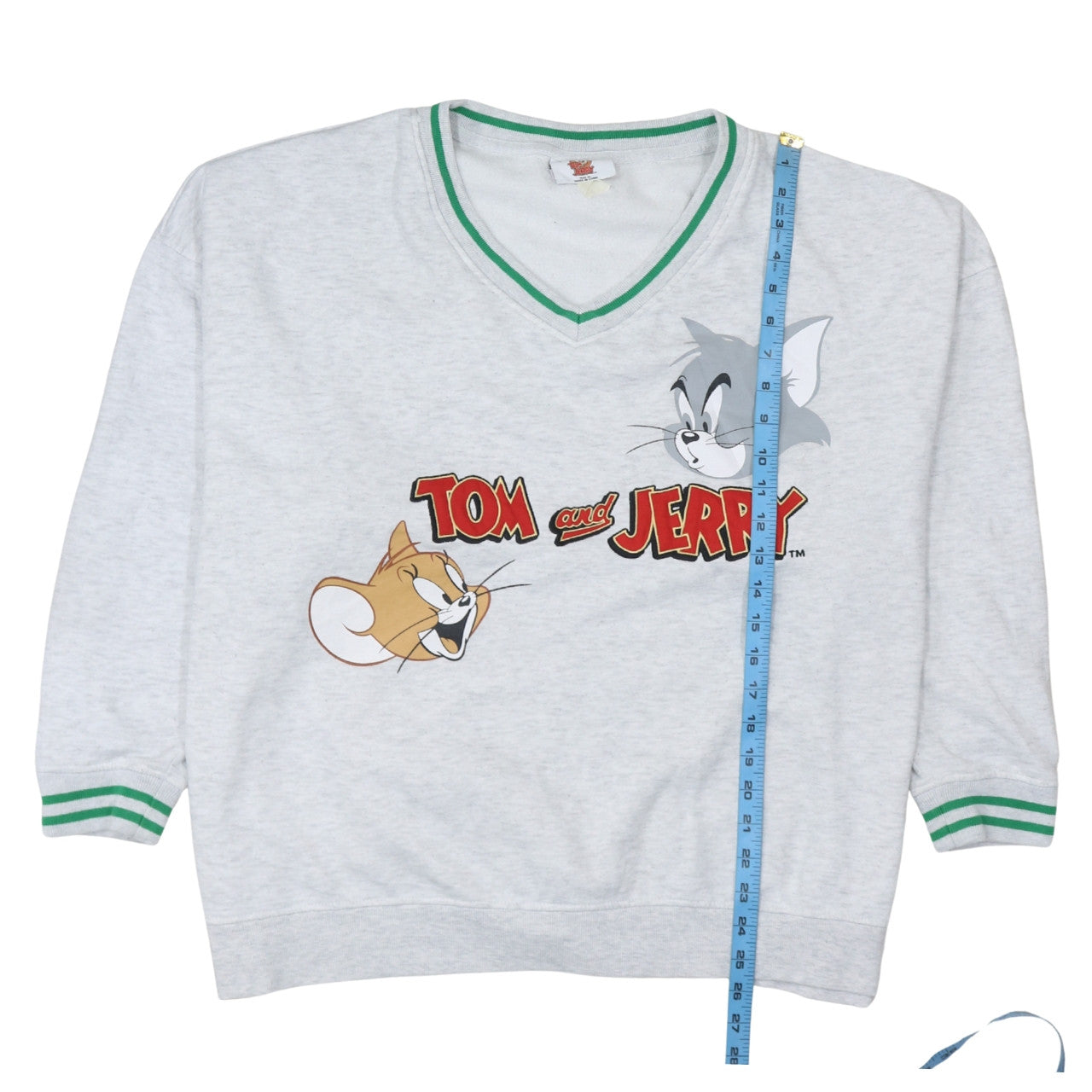 Tom and Jerry Grey V-Neck Pullover Sweatshirt Women's XL