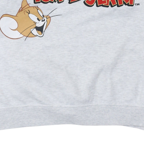 Tom and Jerry Grey V-Neck Pullover Sweatshirt Women's XL