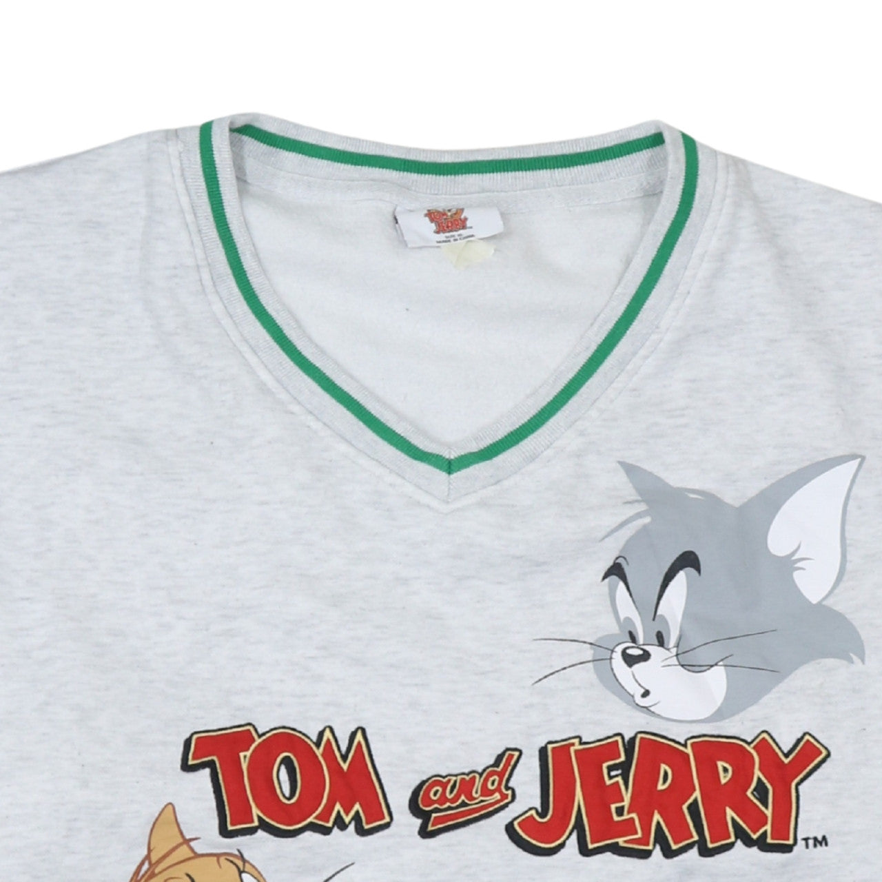 Tom and Jerry Grey V-Neck Pullover Sweatshirt Women's XL
