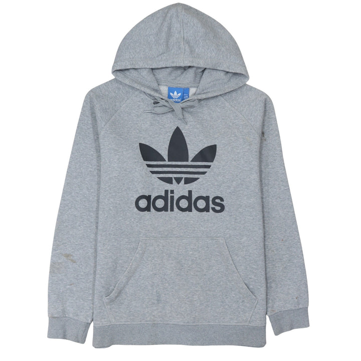 Adidas Men's Grey Pullover Hoodie L Sports Logo Fleece
