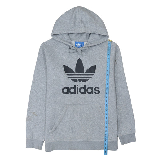 Adidas Men's Grey Pullover Hoodie L Sports Logo Fleece