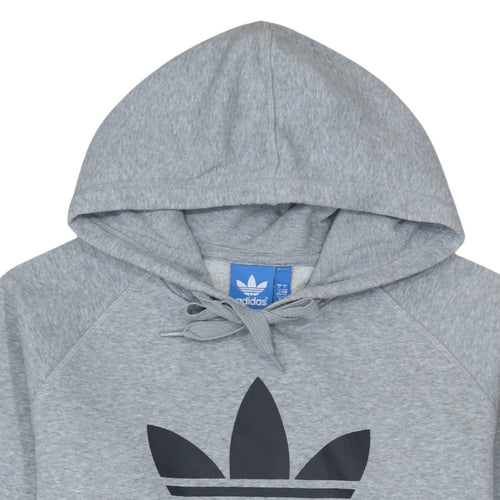Adidas Men's Grey Pullover Hoodie L Sports Logo Fleece