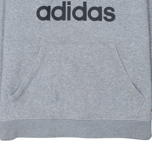 Adidas Men's Grey Pullover Hoodie L Sports Logo Fleece