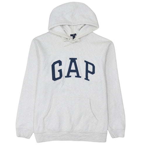 Gap Men's White XL Pullover Hoodie Fleece Sweatshirt Logo