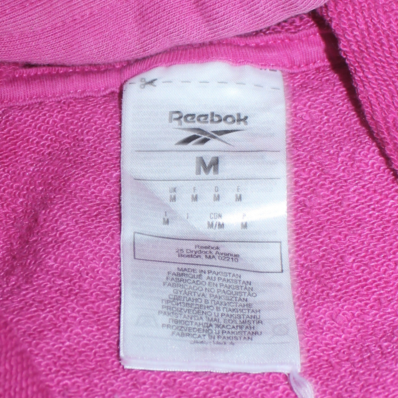Reebok Women's Pink Pullover Hoodie - Medium Cotton Blend