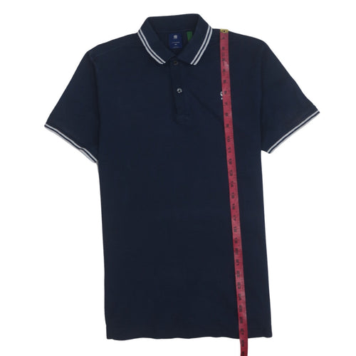 G-Star RAW Men's Blue Dunda Slim Stripe Polo Shirt Size M