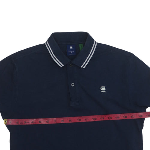 G-Star RAW Men's Blue Dunda Slim Stripe Polo Shirt Size M