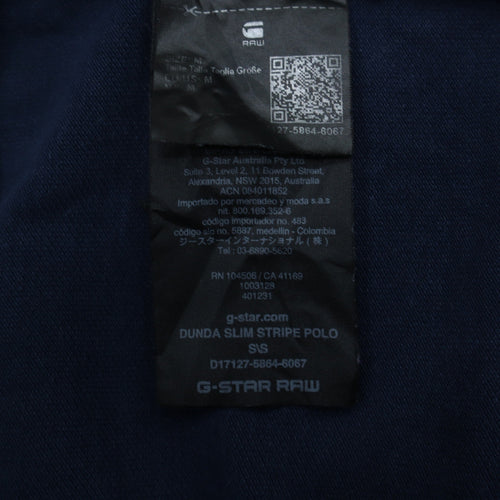 G-Star RAW Men's Blue Dunda Slim Stripe Polo Shirt Size M