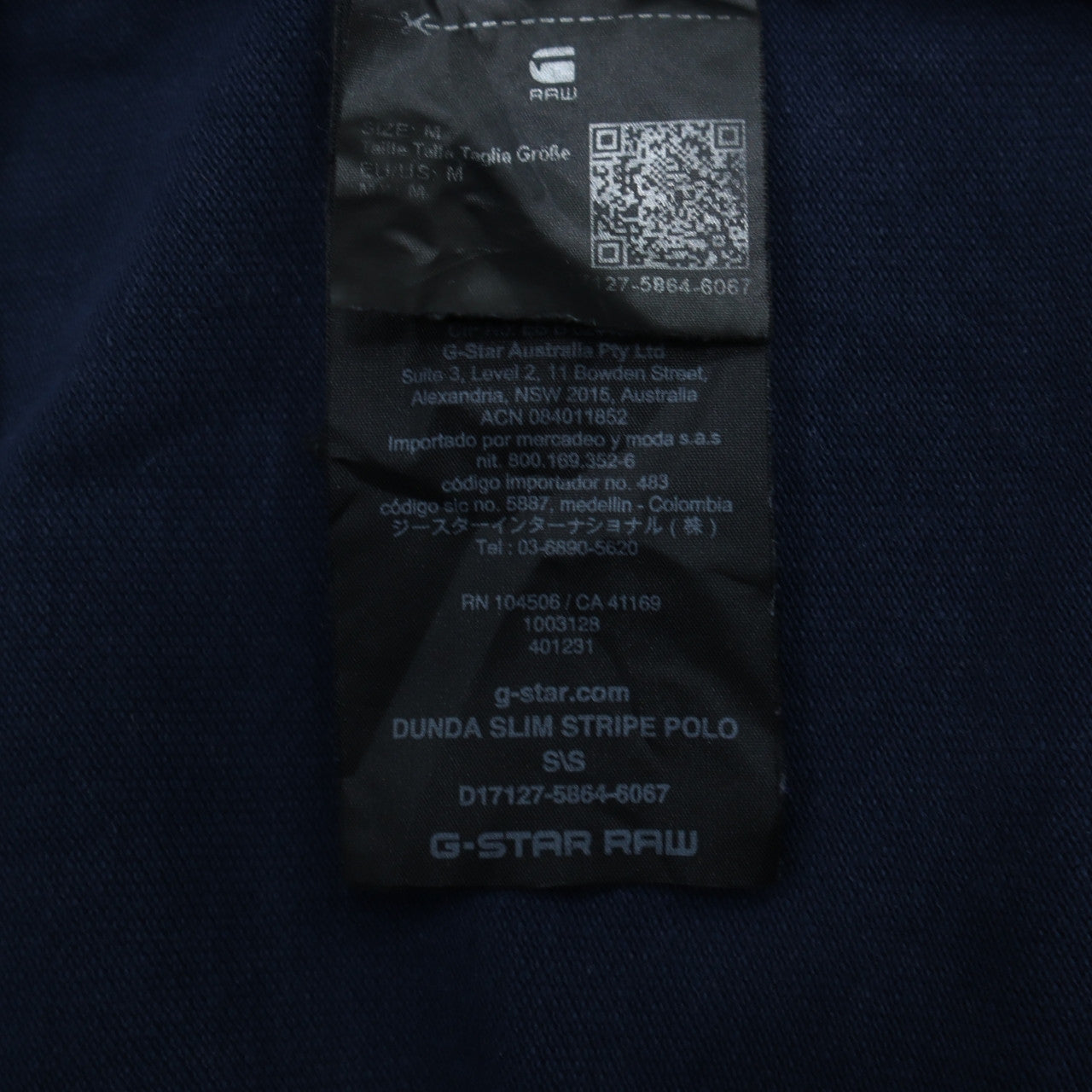 G-Star RAW Men's Blue Dunda Slim Stripe Polo Shirt Size M