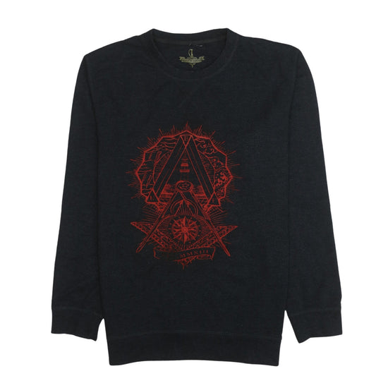 Never Be Famous Men's Black Graphic Pullover Sweatshirt M
