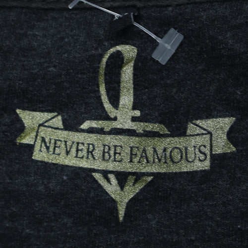 Never Be Famous Men's Black Graphic Pullover Sweatshirt M