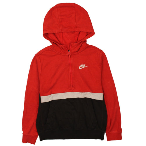 Nike Boys Red Colourblock 1/2 Zip Hoodie in Size L 147-158cm
