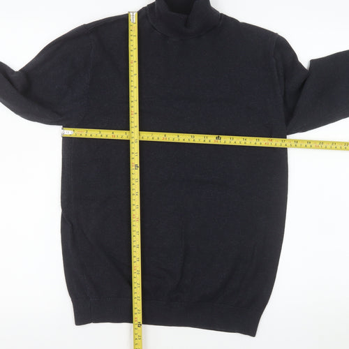 Next Men’s Black Roll Neck Cotton Blend Knit Jumper Size M