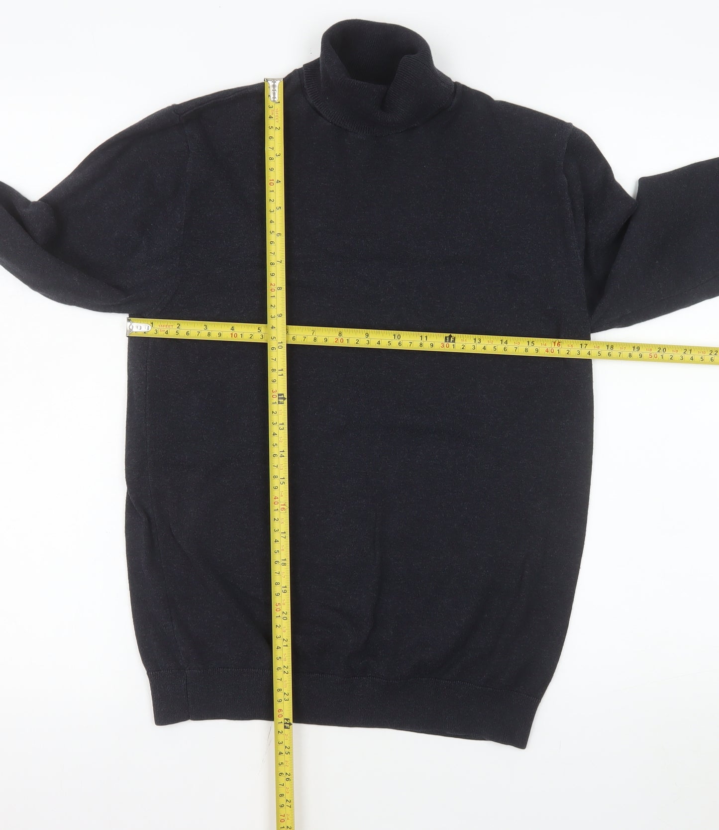 Next Men’s Black Roll Neck Cotton Blend Knit Jumper Size M