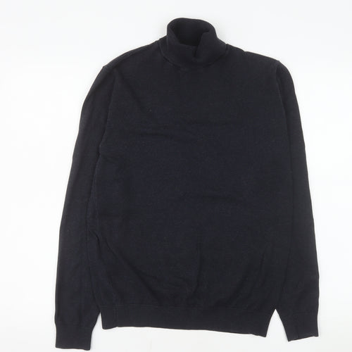 Next Men’s Black Roll Neck Cotton Blend Knit Jumper Size M
